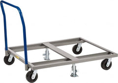 Little Giant - 3,600 Lb Capacity Steel Pallet Dolly With Handle - 48" Long x 48" Wide x 9" High, 6" Phenolic Wheels - Exact Tooling