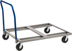 Little Giant - 3,600 Lb Capacity Steel Pallet Dolly With Handle - 48" Long x 42" Wide x 9" High, 6" Phenolic Wheels - Exact Tooling