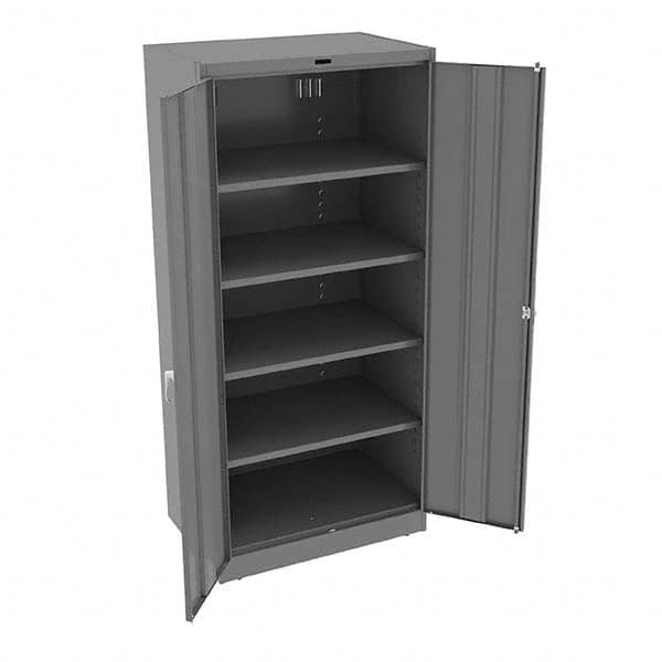 Tennsco - 5 Shelf Locking Storage Cabinet - Steel, 36" Wide x 24" Deep x 78" High, Medium Gray - Exact Tooling