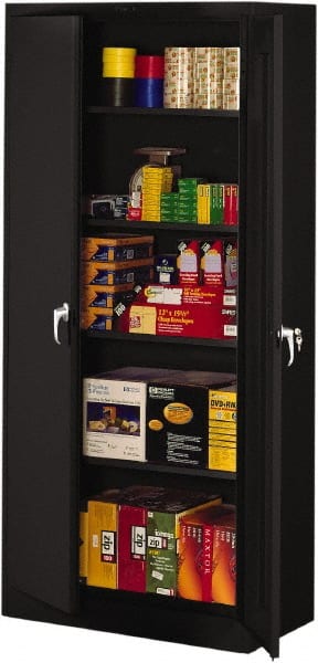 Tennsco - 5 Shelf Locking Storage Cabinet - Steel, 36" Wide x 18" Deep x 78" High, Black - Exact Tooling