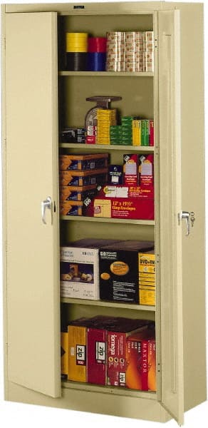 Tennsco - 5 Shelf Locking Storage Cabinet - Steel, 36" Wide x 18" Deep x 78" High, Sand - Exact Tooling