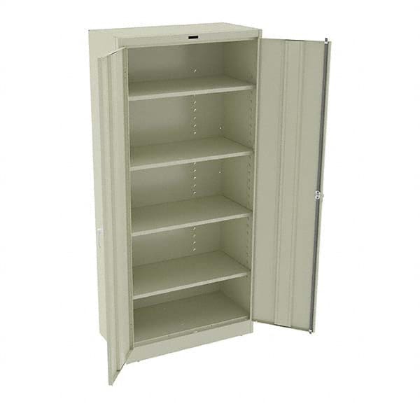 Tennsco - 5 Shelf Locking Storage Cabinet - Steel, 36" Wide x 18" Deep x 78" High, Sand - Exact Tooling