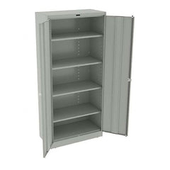 Tennsco - 5 Shelf Locking Storage Cabinet - Steel, 36" Wide x 18" Deep x 78" High, Light Gray - Exact Tooling