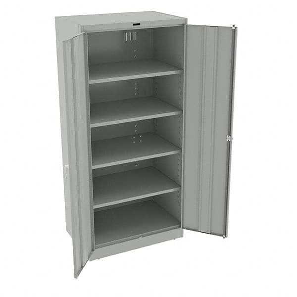 Tennsco - 5 Shelf Locking Storage Cabinet - Steel, 36" Wide x 24" Deep x 78" High, Light Gray - Exact Tooling