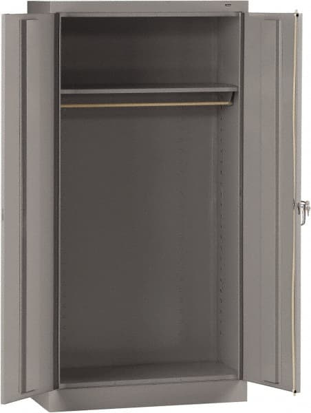 Tennsco - 2 Shelf Wardrobe Storage Cabinet - Steel, 36" Wide x 18" Deep x 72" High, Medium Gray - Exact Tooling