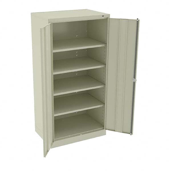 Tennsco - 5 Shelf Locking Storage Cabinet - Steel, 36" Wide x 24" Deep x 72" High, Champagne/Putty - Exact Tooling
