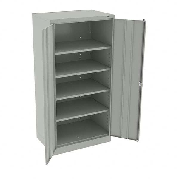 Tennsco - 5 Shelf Locking Storage Cabinet - Steel, 36" Wide x 24" Deep x 72" High, Light Gray - Exact Tooling