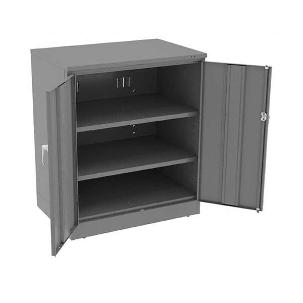 Tennsco - 3 Shelf Locking Storage Cabinet - Steel, 36" Wide x 24" Deep x 42" High, Medium Gray - Exact Tooling