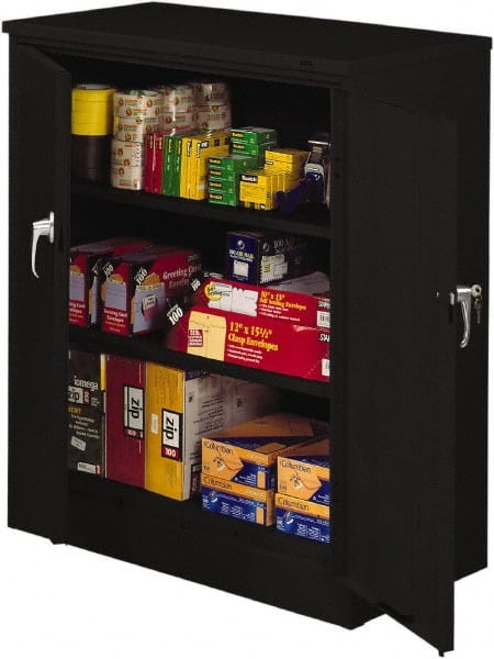 Tennsco - 3 Shelf Locking Storage Cabinet - Steel, 36" Wide x 18" Deep x 42" High, Black - Exact Tooling
