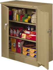 Tennsco - 3 Shelf Locking Storage Cabinet - Steel, 36" Wide x 18" Deep x 42" High, Sand - Exact Tooling