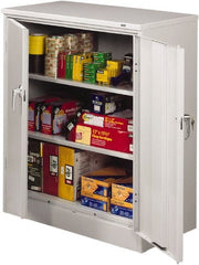 Tennsco - 3 Shelf Locking Storage Cabinet - Steel, 36" Wide x 18" Deep x 42" High, Champagne/Putty - Exact Tooling