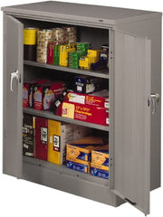 Tennsco - 3 Shelf Locking Storage Cabinet - Steel, 36" Wide x 18" Deep x 42" High, Medium Gray - Exact Tooling