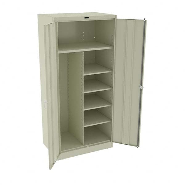 Tennsco - 6 Shelf Combination Storage Cabinet - Steel, 36" Wide x 24" Deep x 78" High, Champagne/Putty - Exact Tooling