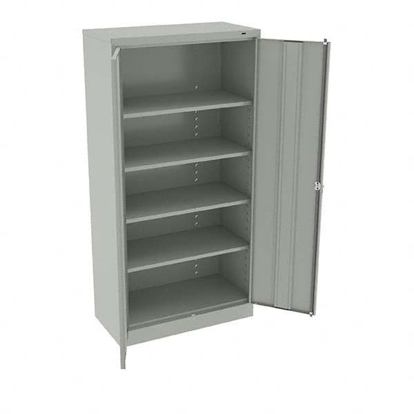 Tennsco - 5 Shelf Locking Storage Cabinet - Steel, 36" Wide x 18" Deep x 72" High, Light Gray - Exact Tooling