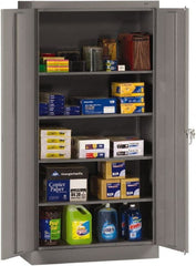 Tennsco - 5 Shelf Locking Storage Cabinet - Steel, 36" Wide x 18" Deep x 72" High, Medium Gray - Exact Tooling