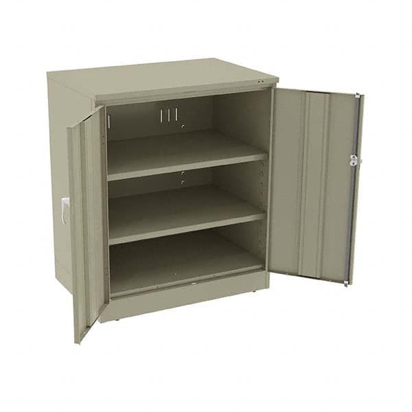 Tennsco - 3 Shelf Locking Storage Cabinet - Steel, 36" Wide x 24" Deep x 42" High, Sand - Exact Tooling