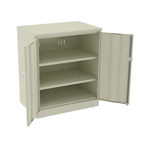 Tennsco - 3 Shelf Locking Storage Cabinet - Steel, 36" Wide x 24" Deep x 42" High, Champagne/Putty - Exact Tooling