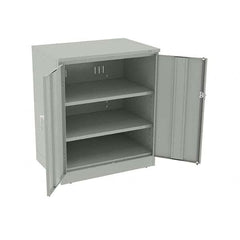 Tennsco - 3 Shelf Locking Storage Cabinet - Steel, 36" Wide x 24" Deep x 42" High, Light Gray - Exact Tooling