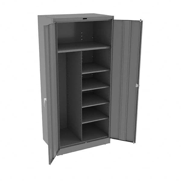 Tennsco - 6 Shelf Combination Storage Cabinet - Steel, 36" Wide x 24" Deep x 78" High, Medium Gray - Exact Tooling