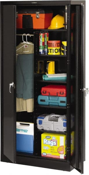 Tennsco - 6 Shelf Combination Storage Cabinet - Steel, 36" Wide x 18" Deep x 78" High, Black - Exact Tooling
