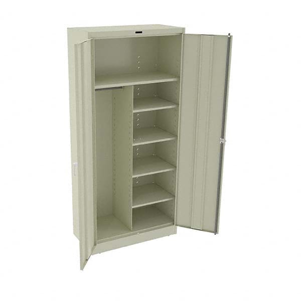Tennsco - 6 Shelf Combination Storage Cabinet - Steel, 36" Wide x 18" Deep x 78" High, Champagne/Putty - Exact Tooling