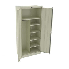 Tennsco - 6 Shelf Combination Storage Cabinet - Steel, 36" Wide x 18" Deep x 78" High, Champagne/Putty - Exact Tooling