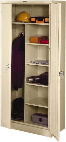 Tennsco - 6 Shelf Combination Storage Cabinet - Steel, 36" Wide x 18" Deep x 78" High, Sand - Exact Tooling