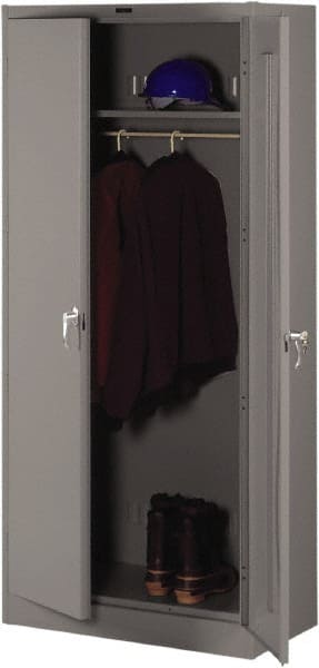 Tennsco - 2 Shelf Wardrobe Storage Cabinet - Steel, 36" Wide x 24" Deep x 78" High, Medium Gray - Exact Tooling