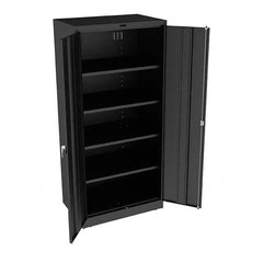 Tennsco - 5 Shelf Locking Storage Cabinet - Steel, 36" Wide x 24" Deep x 78" High, Black - Exact Tooling