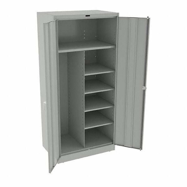 Tennsco - 6 Shelf Combination Storage Cabinet - Steel, 36" Wide x 24" Deep x 78" High, Light Gray - Exact Tooling