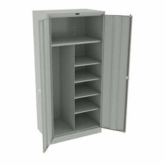 Tennsco - 6 Shelf Combination Storage Cabinet - Steel, 36" Wide x 24" Deep x 78" High, Light Gray - Exact Tooling