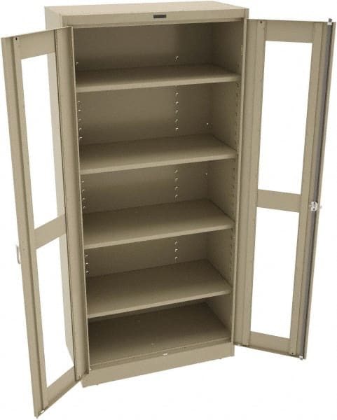 Tennsco - 5 Shelf Visible Storage Cabinet - Steel, 36" Wide x 18" Deep x 78" High, Sand - Exact Tooling