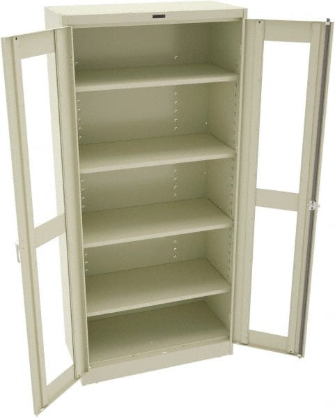 Tennsco - 5 Shelf Visible Storage Cabinet - Steel, 36" Wide x 18" Deep x 78" High, Champagne/Putty - Exact Tooling
