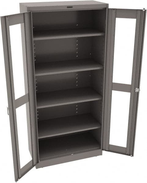 Tennsco - 5 Shelf Visible Storage Cabinet - Steel, 36" Wide x 18" Deep x 78" High, Medium Gray - Exact Tooling