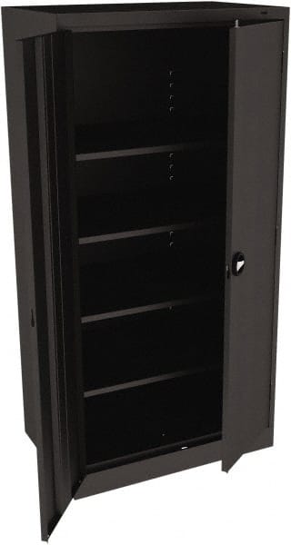 Tennsco - 5 Shelf Locking Storage Cabinet - Steel, 36" Wide x 24" Deep x 72" High, Black - Exact Tooling