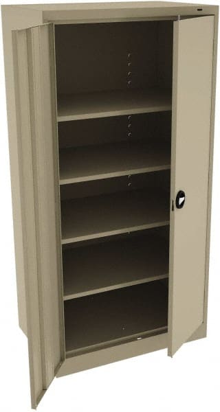Tennsco - 5 Shelf Locking Storage Cabinet - Steel, 36" Wide x 24" Deep x 72" High, Sand - Exact Tooling