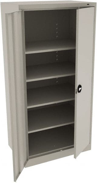 Tennsco - 5 Shelf Locking Storage Cabinet - Steel, 36" Wide x 24" Deep x 72" High, Light Gray - Exact Tooling