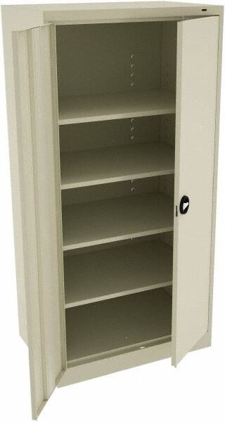 Tennsco - 5 Shelf Locking Storage Cabinet - Steel, 36" Wide x 24" Deep x 72" High, Champagne/Putty - Exact Tooling