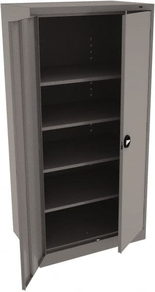Tennsco - 5 Shelf Locking Storage Cabinet - Steel, 36" Wide x 24" Deep x 72" High, Medium Gray - Exact Tooling