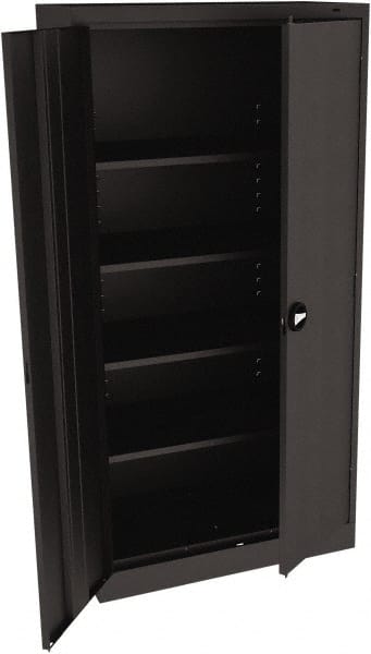 Tennsco - 5 Shelf Locking Storage Cabinet - Steel, 36" Wide x 18" Deep x 72" High, Black - Exact Tooling