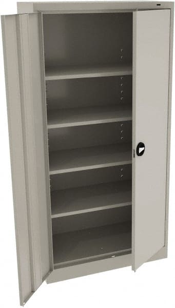 Tennsco - 5 Shelf Locking Storage Cabinet - Steel, 36" Wide x 18" Deep x 72" High, Light Gray - Exact Tooling