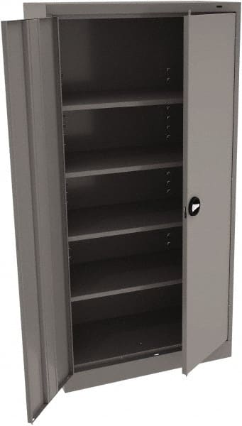 Tennsco - 5 Shelf Locking Storage Cabinet - Steel, 36" Wide x 18" Deep x 72" High, Medium Gray - Exact Tooling