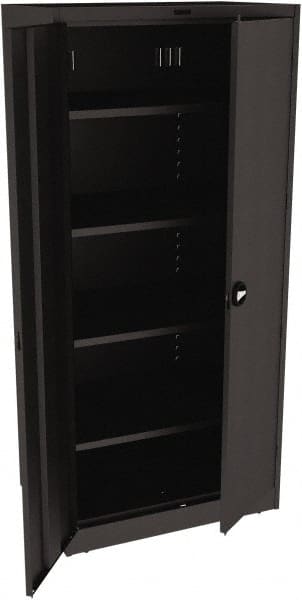 Tennsco - 5 Shelf Locking Storage Cabinet - Steel, 36" Wide x 24" Deep x 78" High, Black - Exact Tooling