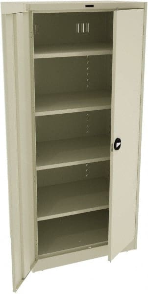 Tennsco - 5 Shelf Locking Storage Cabinet - Steel, 36" Wide x 24" Deep x 78" High, Champagne/Putty - Exact Tooling