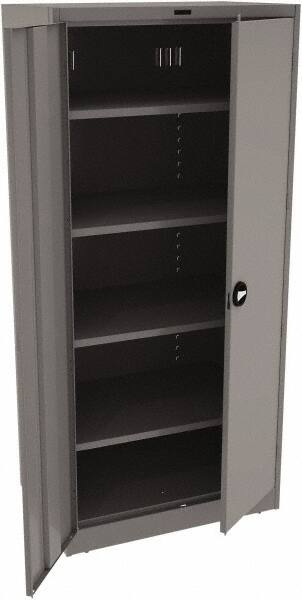 Tennsco - 5 Shelf Locking Storage Cabinet - Steel, 36" Wide x 24" Deep x 78" High, Medium Gray - Exact Tooling