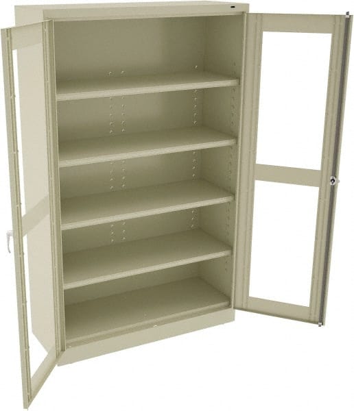 Tennsco - 5 Shelf Visible Storage Cabinet - Steel, 48" Wide x 18" Deep x 78" High, Champagne/Putty - Exact Tooling