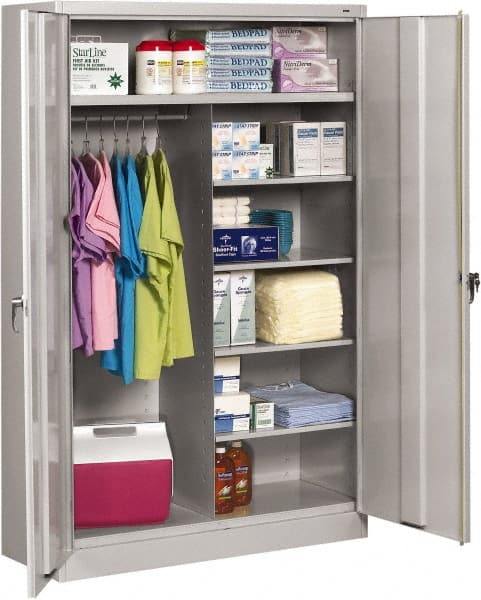 Tennsco - 6 Shelf Locking Storage Cabinet - Steel, 48" Wide x 24" Deep x 78" High, Light Gray - Exact Tooling