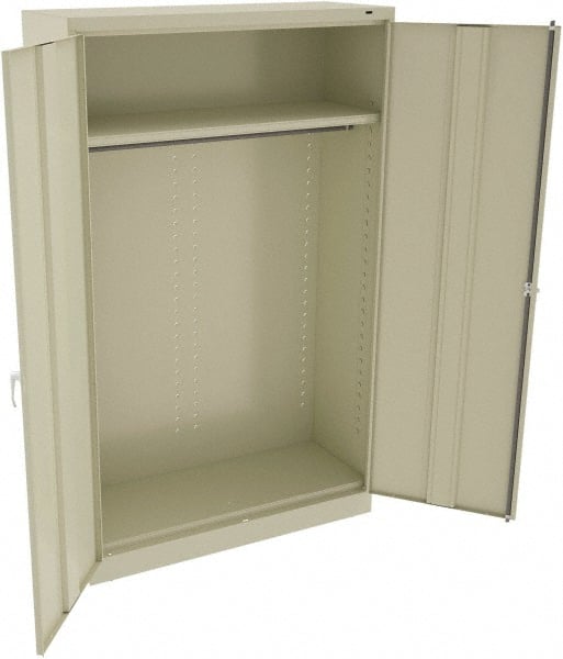 Tennsco - 2 Shelf Wardrobe Storage Cabinet - Steel, 48" Wide x 18" Deep x 78" High, Champagne/Putty - Exact Tooling