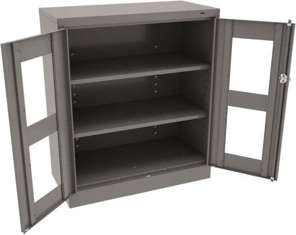 Tennsco - 3 Shelf Visible Storage Cabinet - Steel, 36" Wide x 18" Deep x 42" High, Medium Gray - Exact Tooling