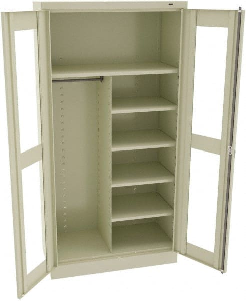 Tennsco - 6 Shelf Combination Storage Cabinet - Steel, 36" Wide x 18" Deep x 72" High, Champagne/Putty - Exact Tooling